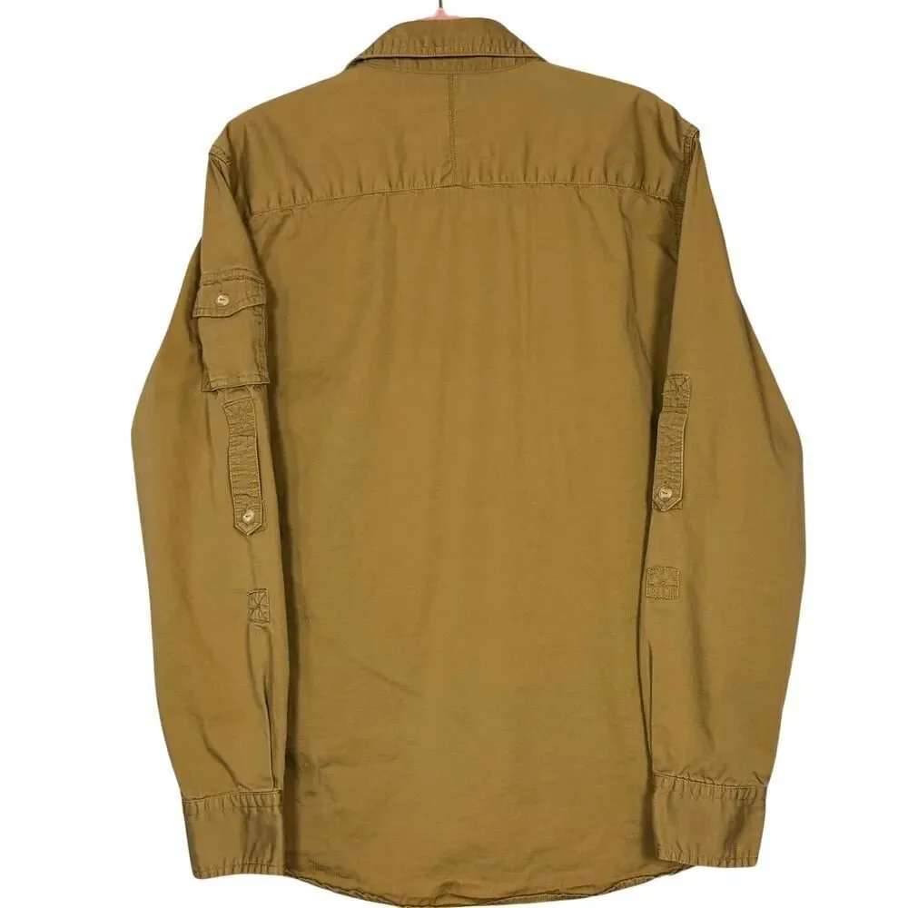 Sean John Mens Shirt Tailored Fit‎ Button Up Long Sleeve Sz Medium Golden Brown